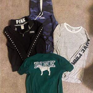 PINK Victoria's Secret Kids Hoodie and Tees Set - Black, Blue, Gray, Green